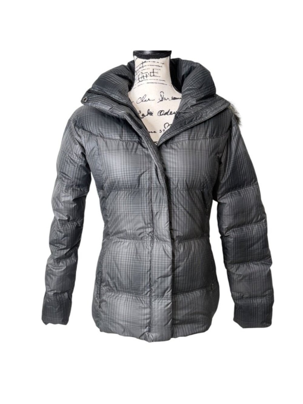 Columbia Womens Small Down Puffer Jacket Faux-Fur-Hood Omni-Shield Gray Coat - Picture 1 of 7